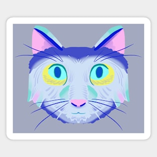 Cat Head Design Version 1 (blue scheme) Magnet